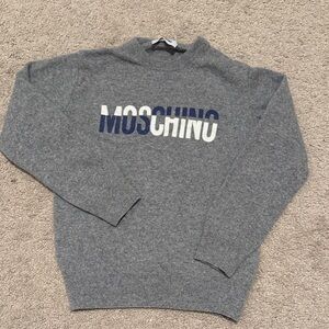 Moschino Gray and Blue Crewneck Sweater